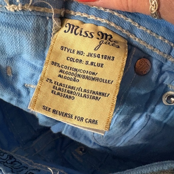 Girls Miss Me Jeans Shorts Low Rise Blue Floral Flap Denim Kids 10 - Picture 13 of 15